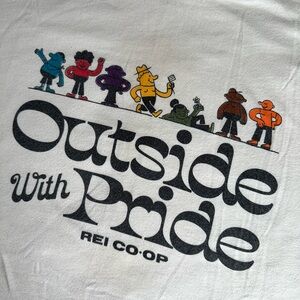 REI White 'Outside With Pride' Graphic Tee